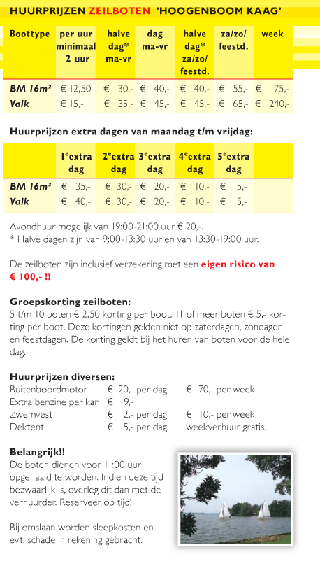Prijslijst zeilboten
